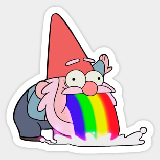 Gnome puking rainbows Sticker